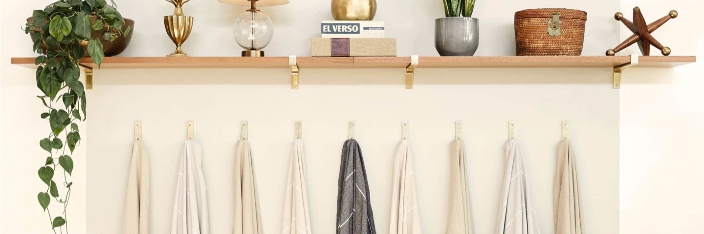 soft palette of hanging towels