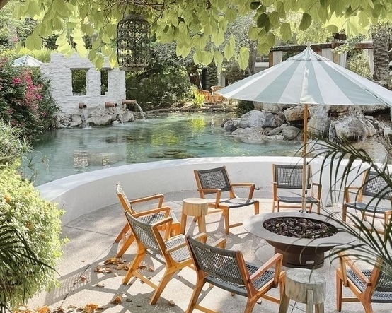 relaxing poolside in summer